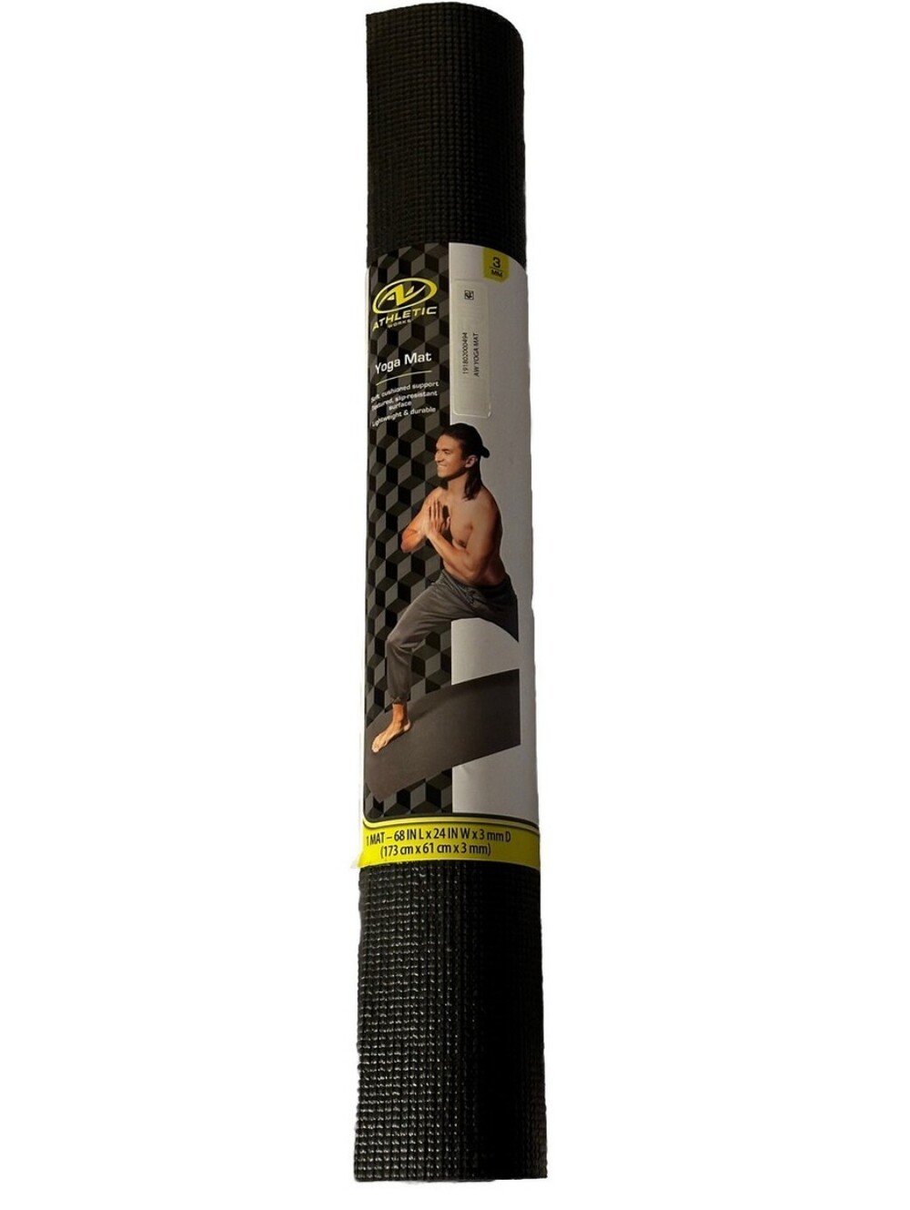 Athletic Works Performance Black Yoga Mat - Non-Slip Exercise Mat